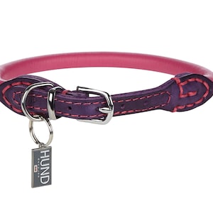 Rolled Leather Dog Collar/Large Dogs/Extra Strong -Italy&#39;s Butter Soft Leather  (12&quot;-24&quot;)