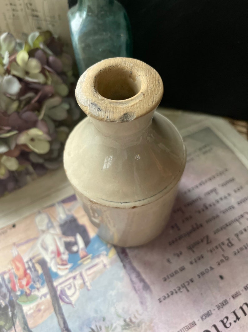 Victorian Antique Stoneware Ink Bottle / Single Use Stoneware Etsy