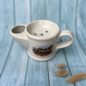 Traditional Ironstone Shaving Mug with Steam Coach Design by Wade, England