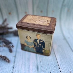 Twining Coronation Tea Caddy Tin Made in 1953 for the Coronation of Queen Elizabeth II by R Twining & Co Ltd