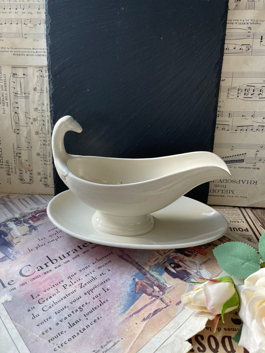 Antique 1850s French Saucier in the Form of a Bird by Utzschneider