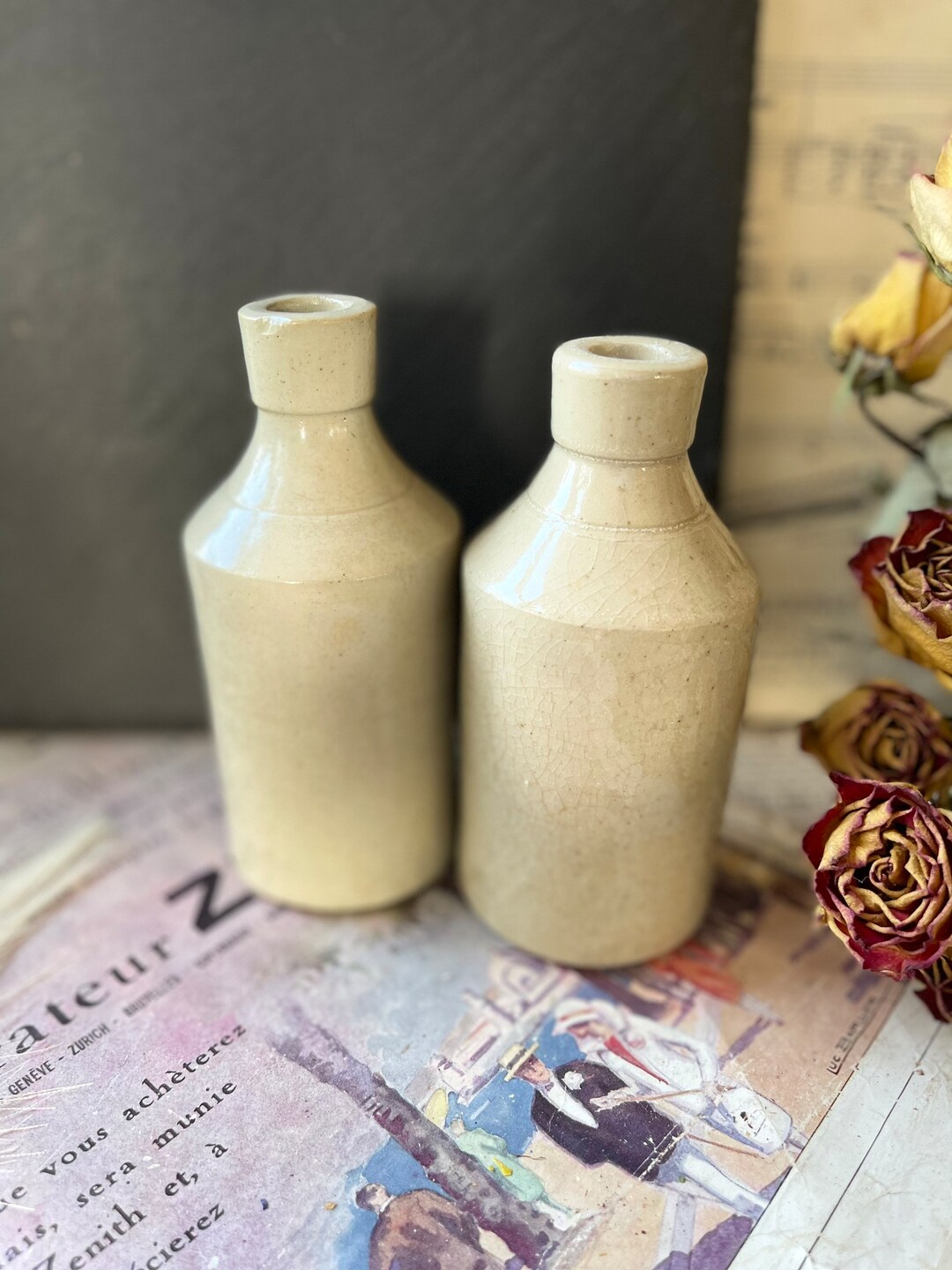 Pair of Victorian Ink Bottles / Antique Stoneware Ink Bottles Etsy