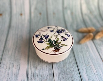 Villeroy and Boch Botanica Vitro-Porcelaine Lidded Pot with Campanula Rotundifolia Design / Vintage Trinket Box