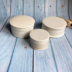 Victorian Ironstone Ointment Apothecary Round Pots with Lids