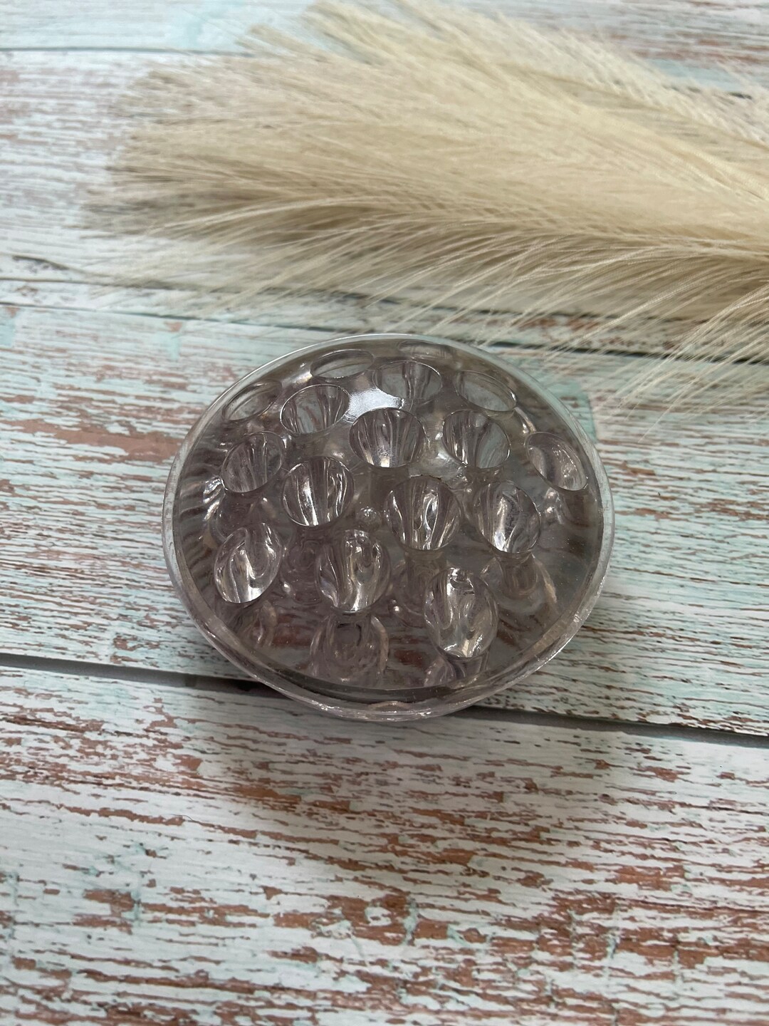 Vintage Dusky Pink Glass Flower Frog / Flower Block Etsy