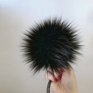 Black Faux Fur Poms