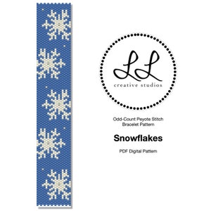 Fast Peyote Miyuki Delica Bracelet Beading Pattern - Snowflakes
