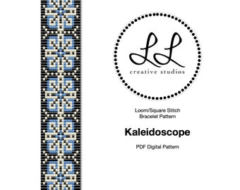 Loom or Square Stitch Miyuki Delica Bracelet Beading Pattern - Kaleidoscope