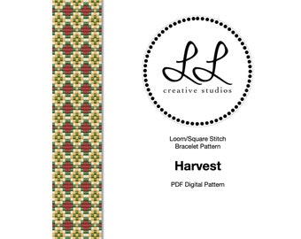 Loom or Square Stitch Miyuki Delica Bracelet Beading Pattern - Harvest