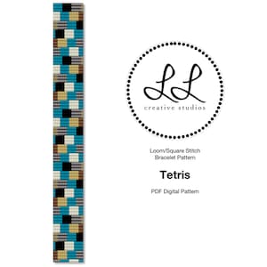 Loom or Square Stitch Miyuki Delica Bracelet Beading Pattern - Tetris