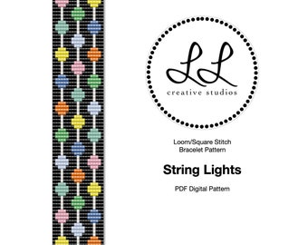 Loom or Square Stitch Miyuki Delica Bracelet Beading Pattern - String Lights
