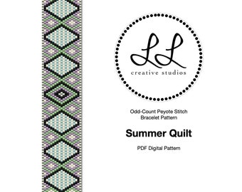 Peyote Miyuki Delica Bracelet Beading Pattern - Summer Quilt