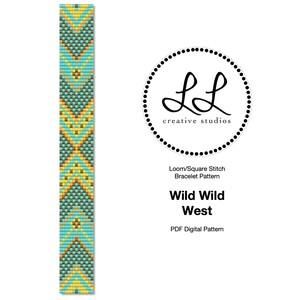 Loom or Square Stitch Miyuki Delica Bracelet Beading Pattern - Wild Wild West