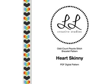 Peyote Miyuki Delica Bracelet Beading Pattern - Heart Skinny