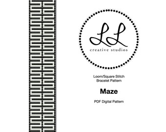 Loom or Square Stitch Miyuki Delica Bracelet Beading Pattern - Maze