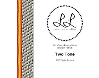 Peyote Miyuki Delica Bracelet Beading Pattern - Two Tone