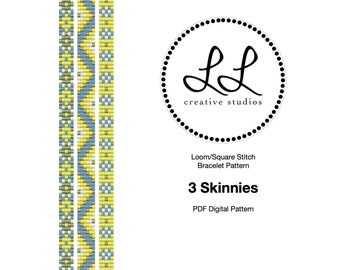 Loom or Square Stitch Miyuki Delica Bracelet Beading Pattern - Skinnies