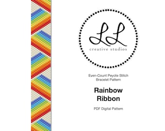 Peyote Miyuki Delica Bracelet Beading Pattern - Rainbow Ribbon