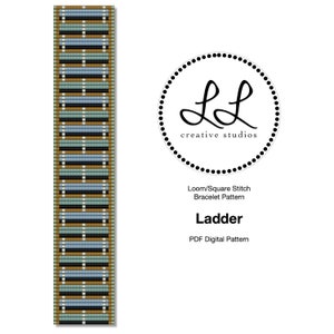 Loom or Square Stitch Miyuki Delica Bracelet Beading Pattern - Ladder