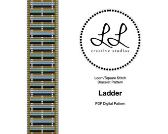 Loom or Square Stitch Miyuki Delica Bracelet Beading Pattern - Ladder