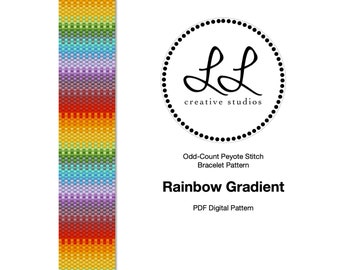 Peyote Miyuki Delica Bracelet Beading Pattern - Rainbow Gradient