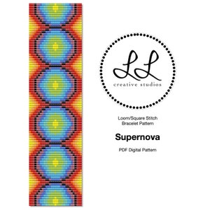 Loom or Square Stitch Miyuki Delica Armband Perlenmuster - Supernova
