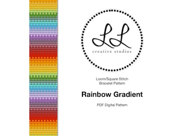 Loom or Square Stitch Miyuki Delica Bracelet Beading Pattern - Rainbow Gradient