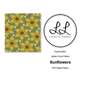 Even Count Peyote Miyuki Delica Lighter Cover Beading Pattern - Sunflowers
