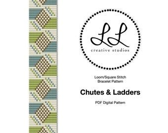 Loom or Square Stitch Miyuki Delica Bracelet Beading Pattern - Chutes & Ladders