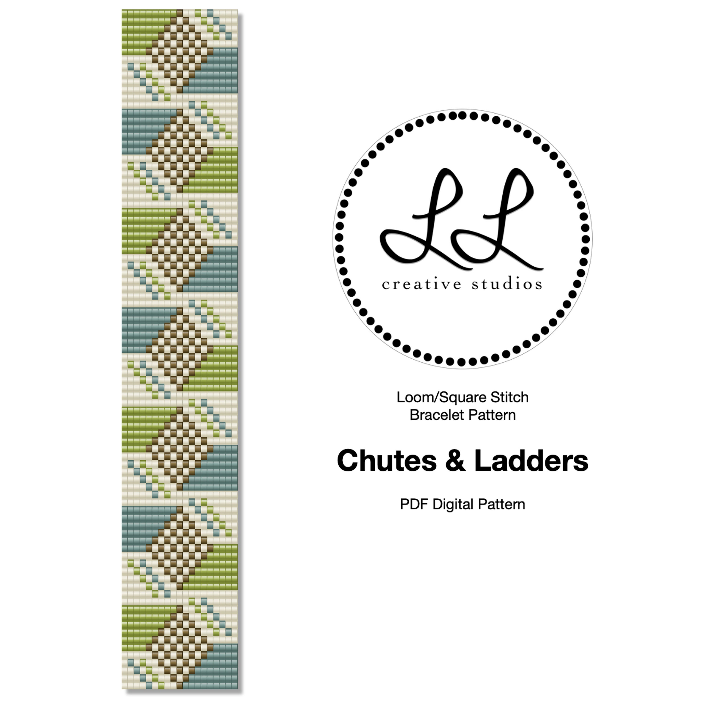 Loom or Square Stitch Miyuki Delica Bracelet Beading Pattern - Chutes & Ladders