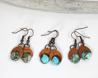 Handmade Unique! one of a kind quill birch bark tulip and leaf shaped dangle earrings Great gift for a special friend native