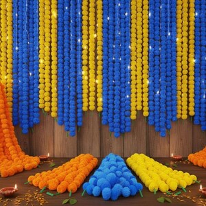 Künstliche Ringelblumengirlande (50 Stück): Indische Hochzeits-Mehndi-Dekoration, 1,5 m Bild 15