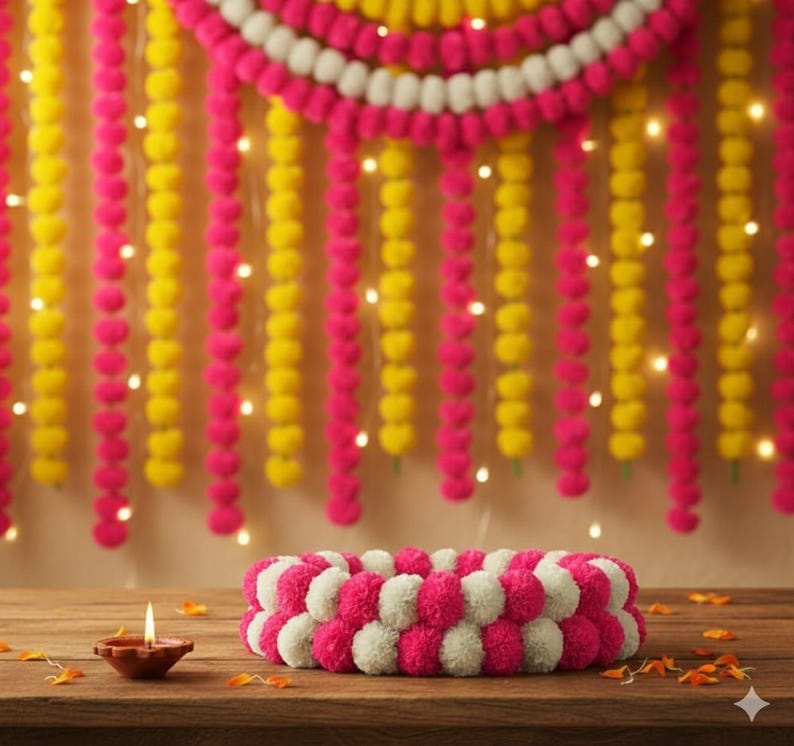 Künstliche Ringelblumengirlande (50 Stück): Indische Hochzeits-Mehndi-Dekoration, 1,5 m Bild 11