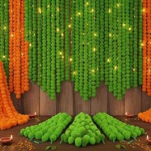 Künstliche Ringelblumengirlande (50 Stück): Indische Hochzeits-Mehndi-Dekoration, 1,5 m Bild 17