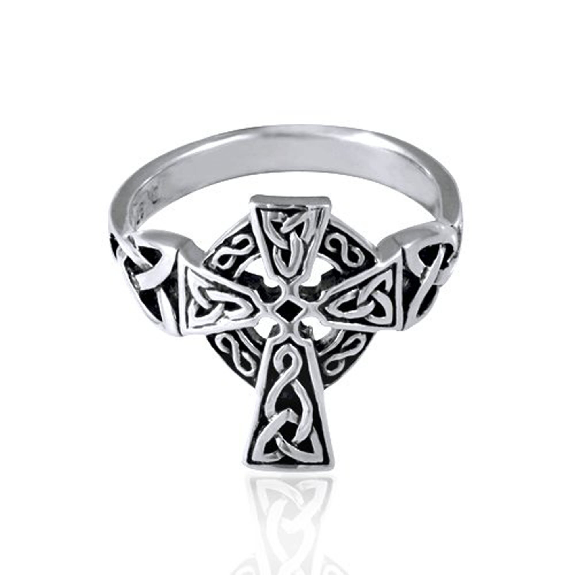 Antique Celtic Irish Cross Ring Handmade 925 Oxidized Sterling Etsy