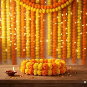 50 Pcs Artificial Decorative Deewali Marigold Flower Garland Strings for Wedding Party Christmas Decoration