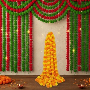 Künstliche Ringelblumengirlande (50 Stück): Indische Hochzeits-Mehndi-Dekoration, 1,5 m Bild 14