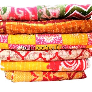 10 Stück Indischer Vintage Kantha Quilt Überwurf Wendedecke Tagesdecke Baumwollstoff Boho Quilt kantha Twin Print Quilt