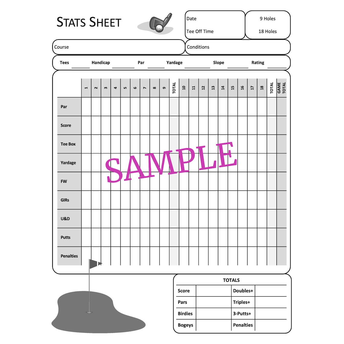 Golf Log Book Tracker Stats Score Distance PDF Printable Etsy