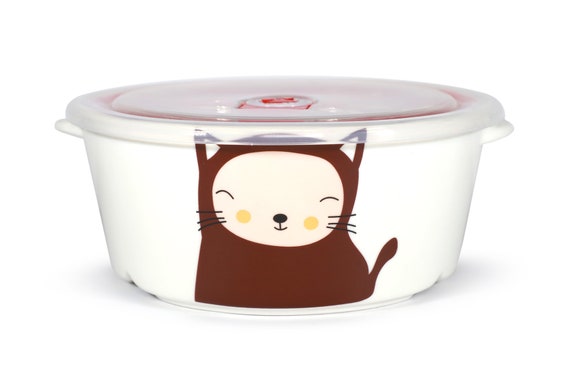 Microwavable Ceramic Bento Box Lunch Box Food Container With Seal Fine  Porcelain Round Shape With Dividers 