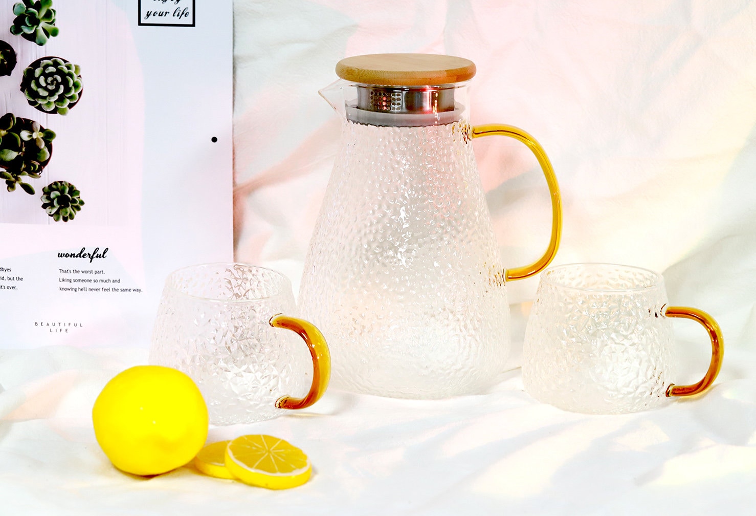 1600ml Borosilicate Custom Teapot Bottles Blown Water Glass