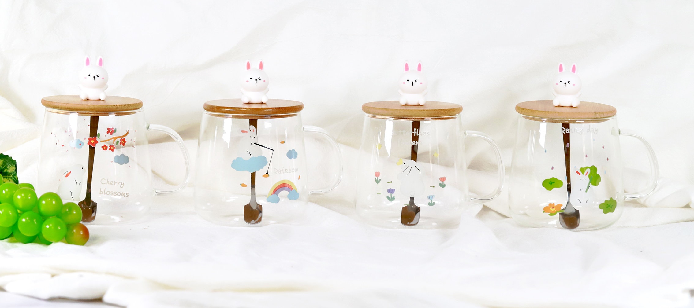 Cute Bunny Drinking Glass And Straw from Apollo Box