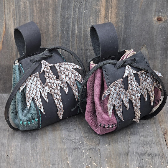 Dragon Pouch Belt, Small Leather Bag, Mothers Day Gift For Dragon Lover, Renn Faire Accessory, Best Friend Birthday Gift For Her