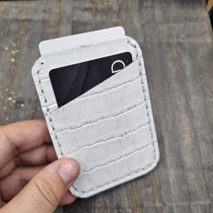 Cartera de piel de cocodrilo blanca, tarjetero para hombre, regalo único para hermano, cartera de piel exótica para hombre, regalo de cumpleaños para el mejor amigo