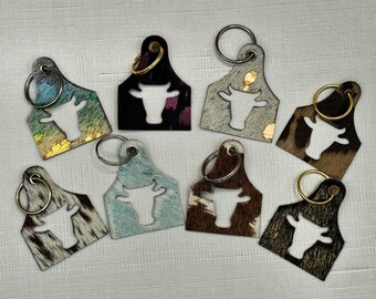Cattle Ear Tag Keychain, Western Party Favors Goodie Bag Stuffers, Cowboy Birthday Gift for Him, Cow Charm, Livestock Thank You Gifts