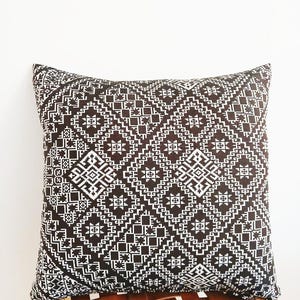 Boho Moroccan Pillow Cover, Handmade Cotton Cushion Cover, 15x15 Inch Decorative Throw Pillow, Geometric pattern pillow cover