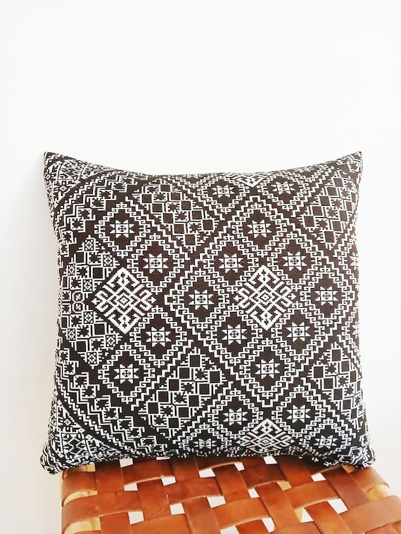 Boho Moroccan Pillow Cover, Handmade Cotton Cushion Cover, 15x15