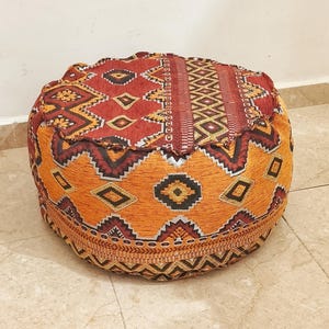 Set of one round Poufs, Home Floor Cushions, round Cushion Pouf, Ottomans pouf,  Moroccan Bohemian Pouffe