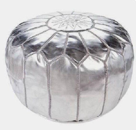 Silver pouf ottoman deals
