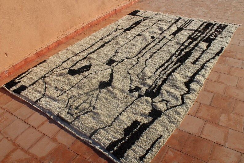 Large Carpet Berber Beni Ourain Living Room Bedroom Plush Rug 300 200cm Handwoven Winter Gift Wool Carpet Beni Ourain Wool Rug
